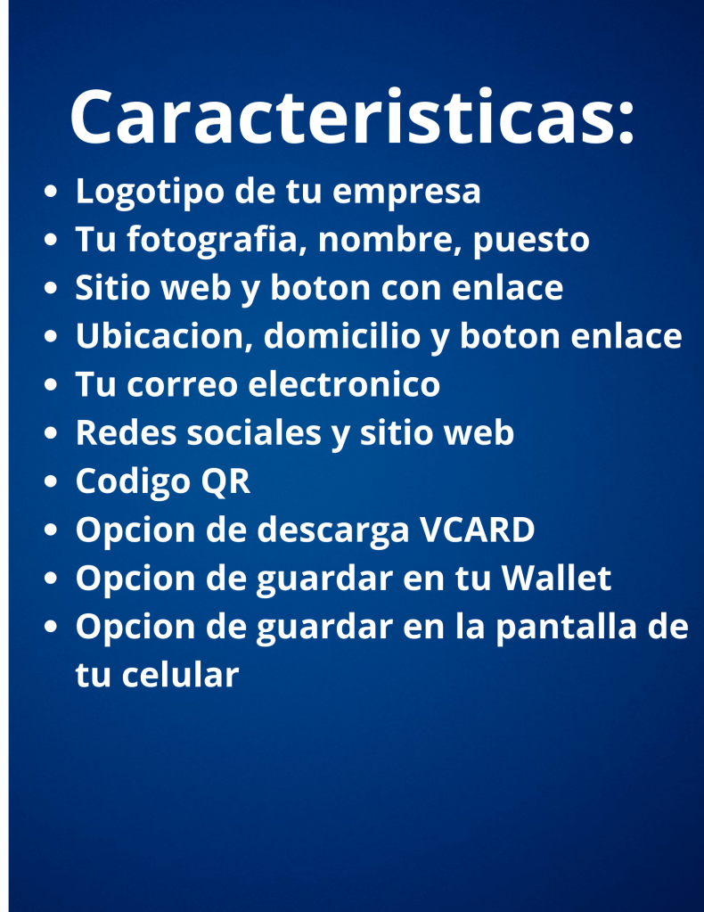 Tarjeta de Presentación Digital QR, Tarjeta Digital QR Tijuana, Tarjeta de Visita Digital, Características, Código QR Tijuana